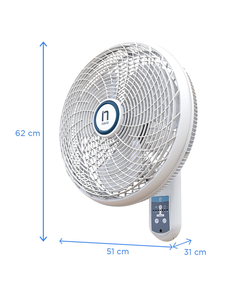 Ventilador mural con control remoto 3 velocidades 5