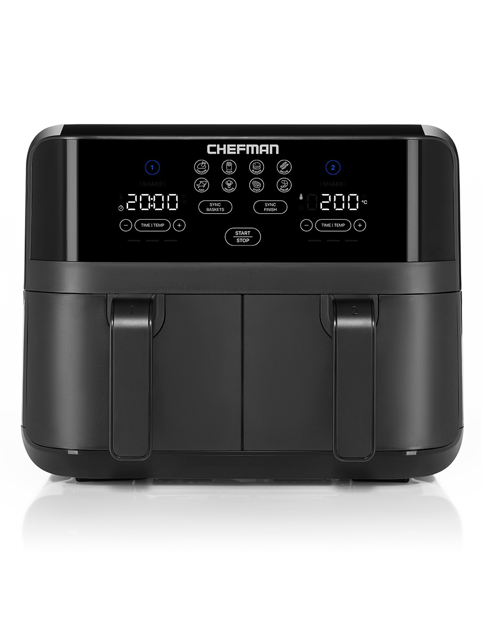 Freidora de aire con compartimento doble Chefman 8 L Rj38-Sqpf-45Tdb-Mx