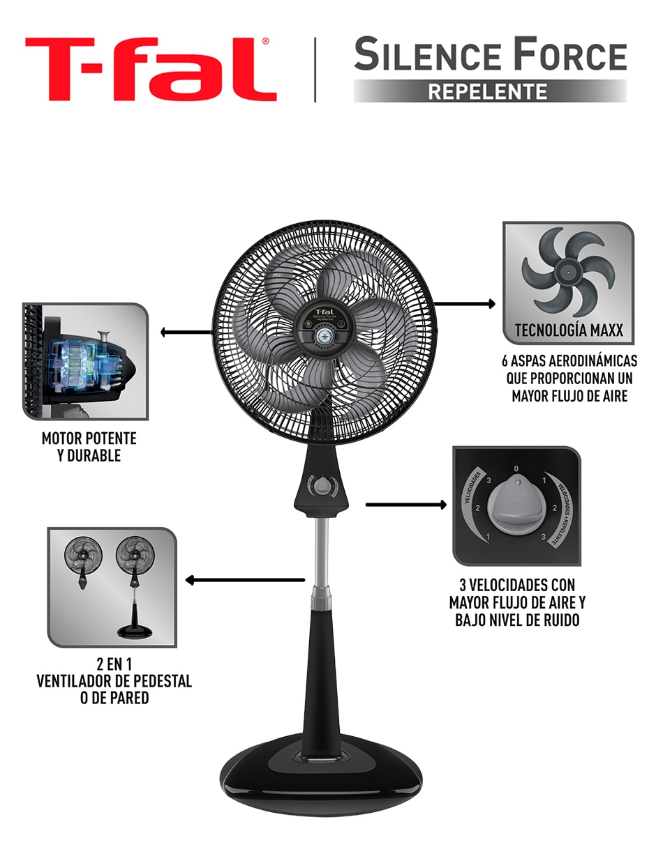 Ventilador de piso T-Fal 3 velocidades