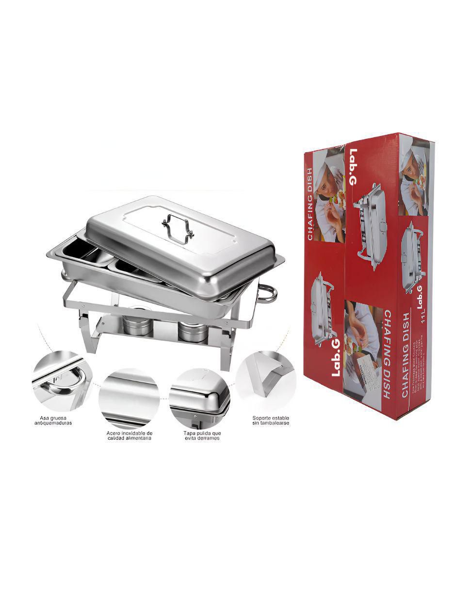 Chafer bufetera de acero inoxidable 3 compartimentos
