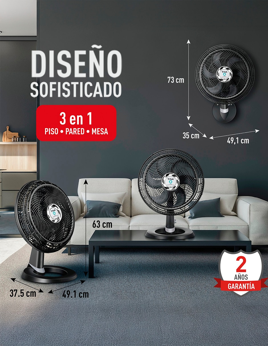 Ventilador 3 en 1 T-Fal 4 velocidades
