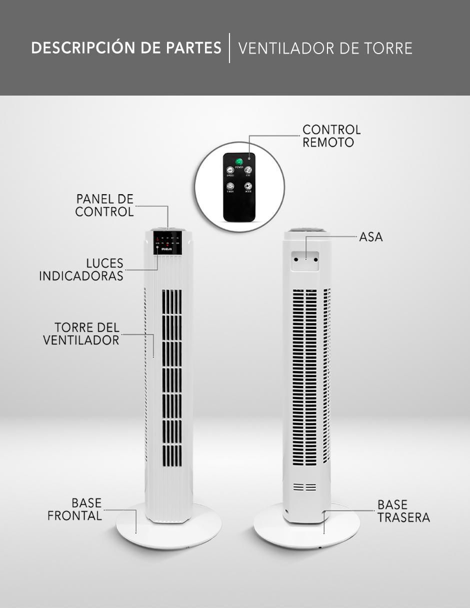 Ventilador de torre Rca con control remoto 3 velocidades