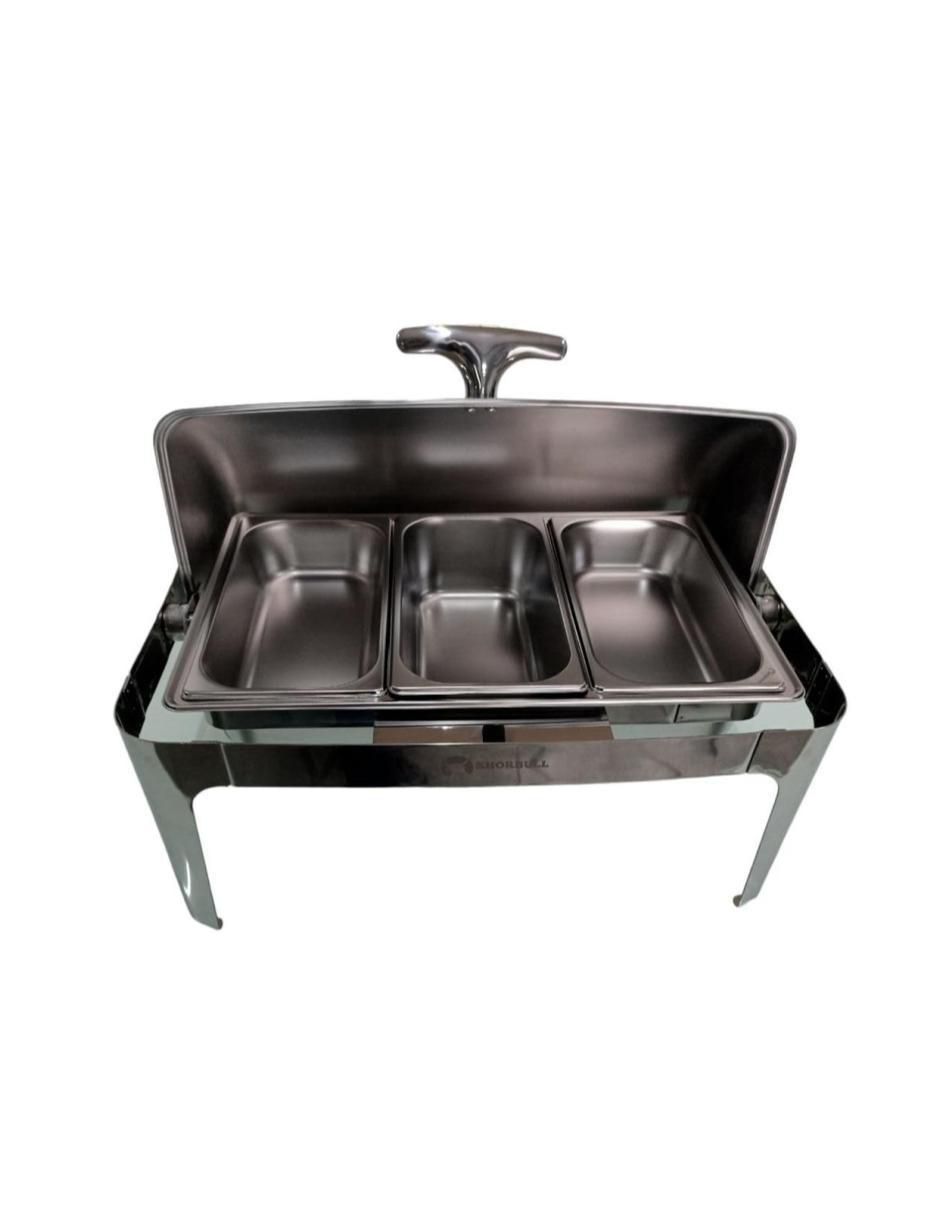 Chafer bufetera de acero inoxidable Shorbull Hotelera 1/3 3 compartimento/compartimentos
