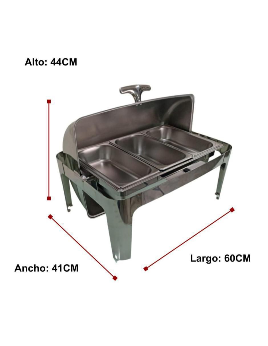 Chafer bufetera de acero inoxidable Shorbull Hotelera 1/3 3 compartimento/compartimentos