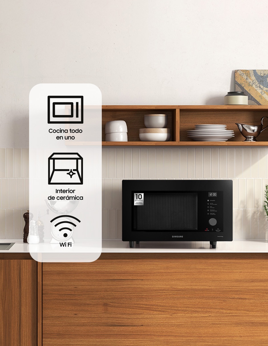 Horno de microondas de convección con grill Samsung modelo MC32DG7646CKAX 1.1 pies cúbicos