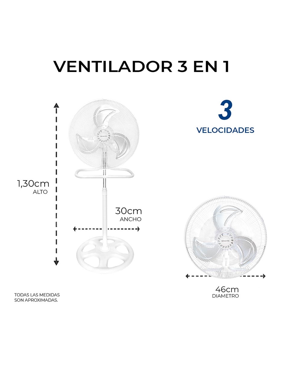 Ventilador 3 en 1 Gravita 3 velocidades