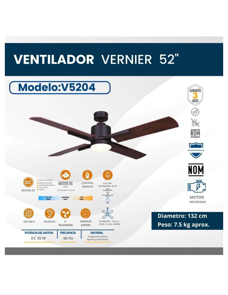 Ventilador de techo con control remoto 6 velocidades