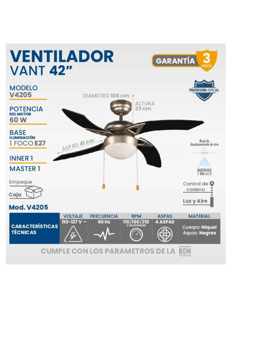 Ventilador de techo 3 velocidades