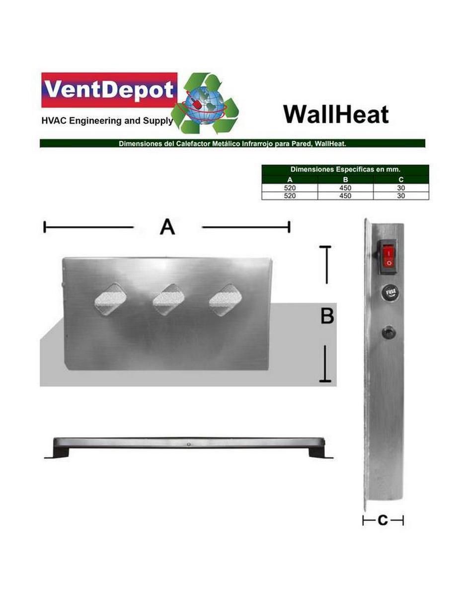 Calefactor de pared eléctrico Ventdepot de 110 V