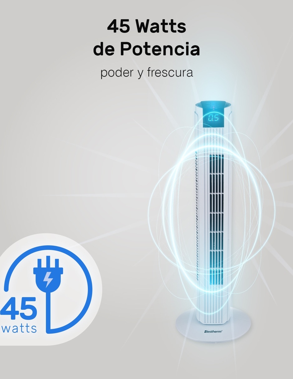 Ventilador de torre con control remoto 3 velocidades 9