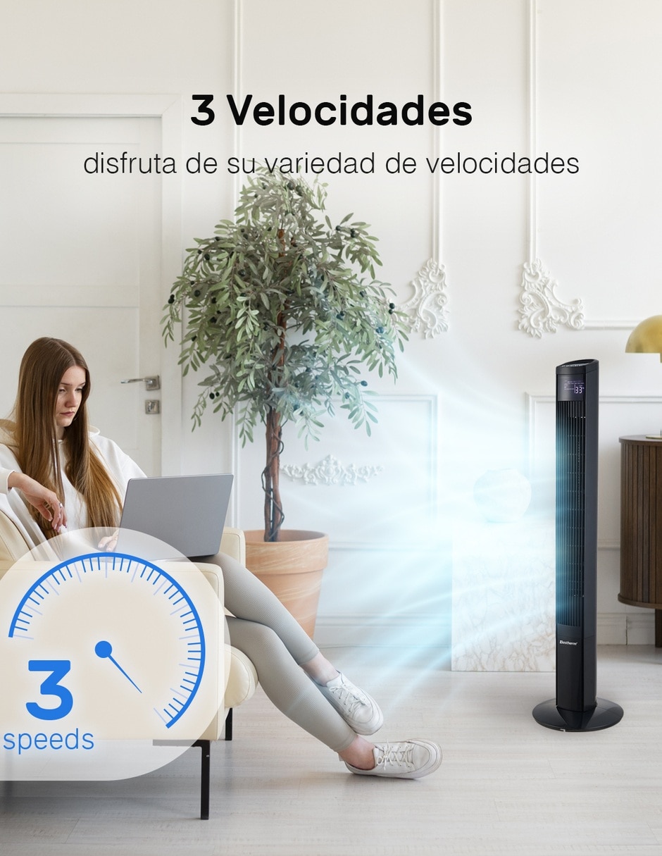 Ventilador de torre con control remoto 3 velocidades 12