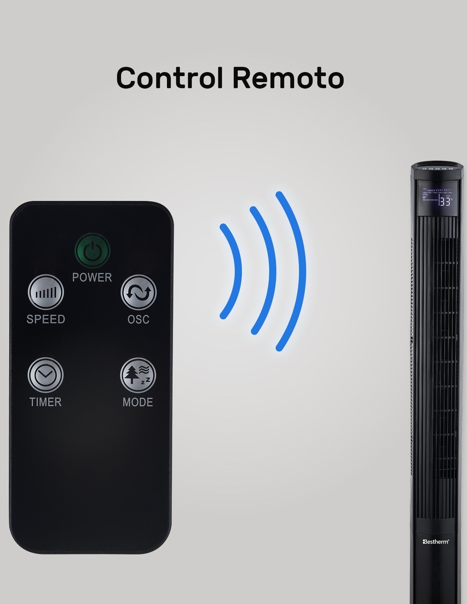 Ventilador de torre con control remoto 3 velocidades 9