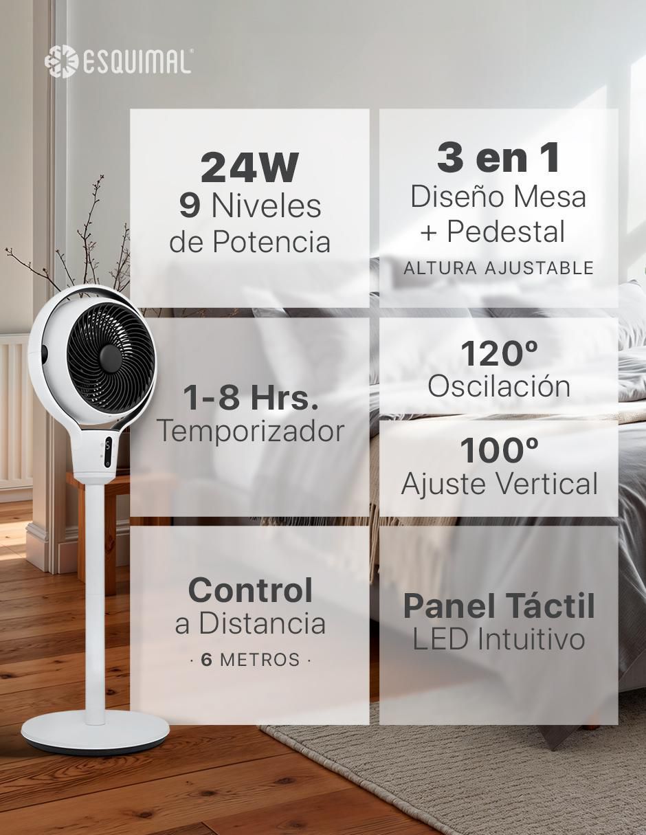 Ventilador de pedestal Esquimal con control remoto 9 velocidades