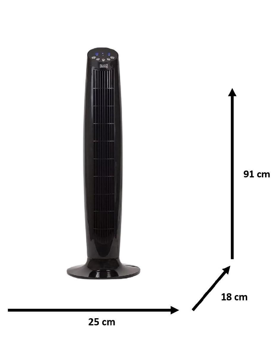 Ventilador de torre Black + Decker con control remoto 3 velocidades