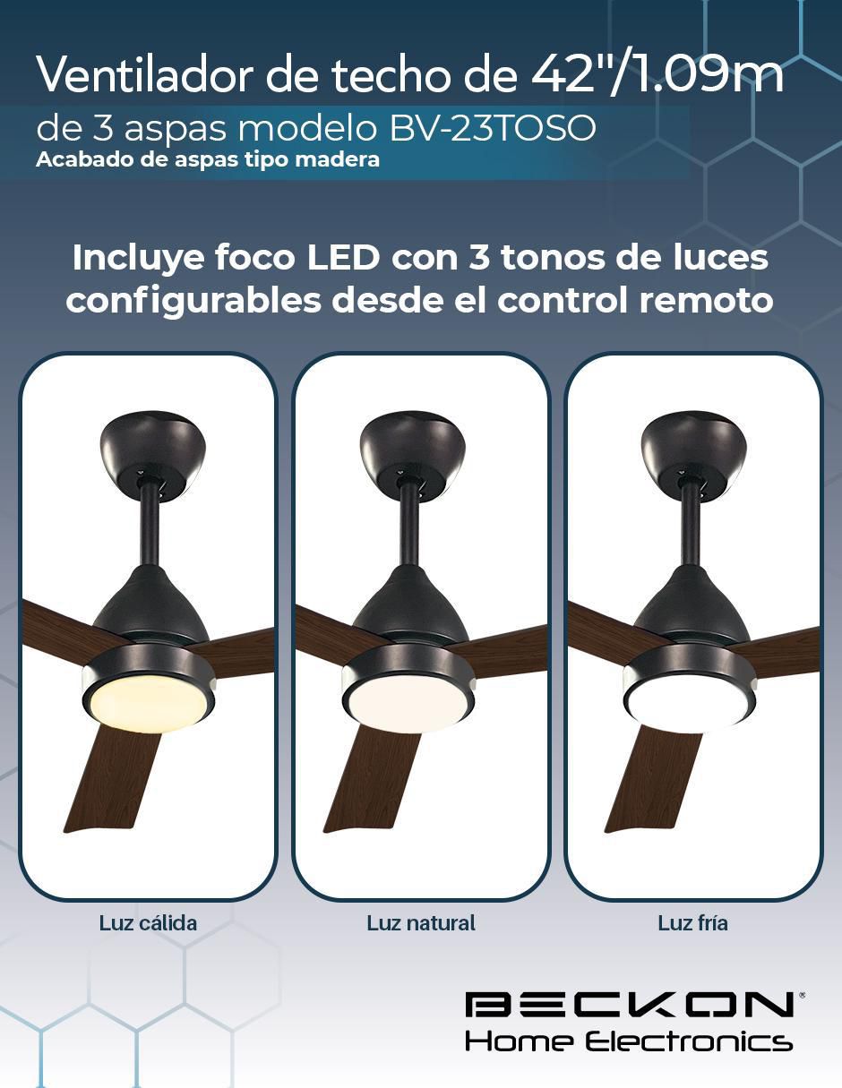 Ventilador de techo Beckon con control remoto 6 velocidades