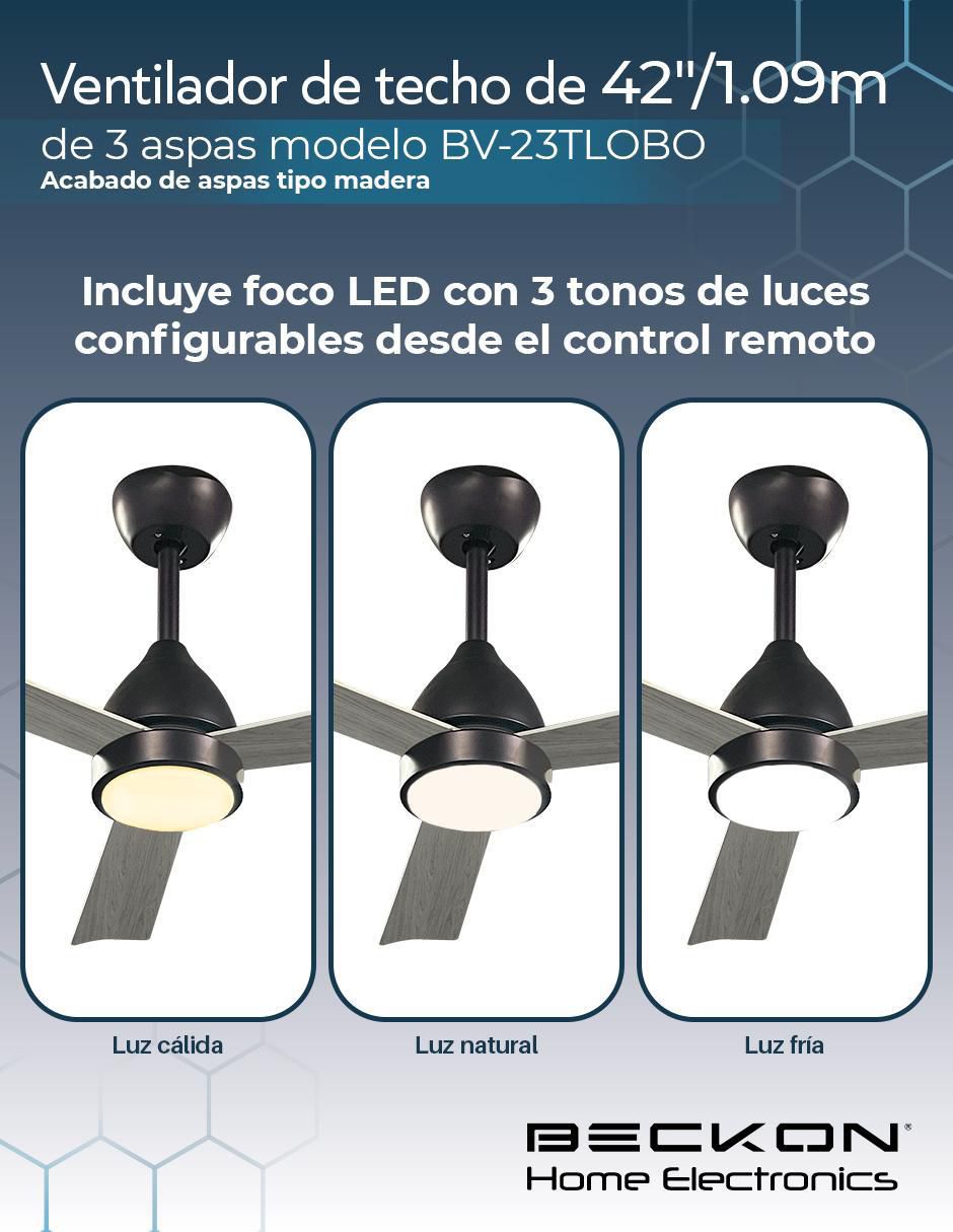 Ventilador de techo Beckon con control remoto 6 velocidades