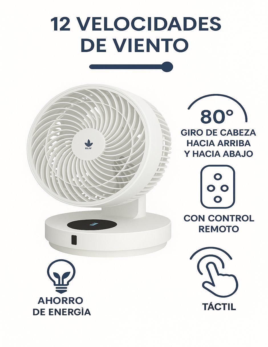 Ventilador de mesa con control remoto 12 velocidades