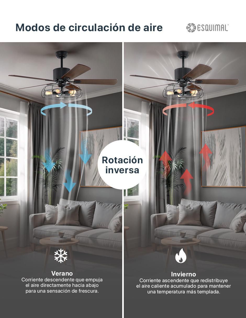 Ventilador de techo con control remoto 6 velocidades