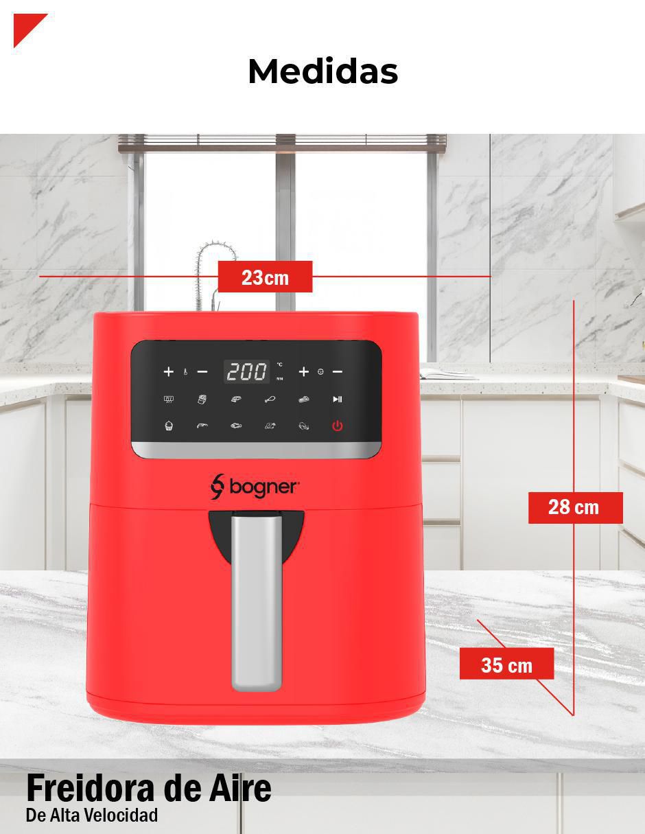 Freidora de aire con compartimento único Bogner 3.3 L baf03