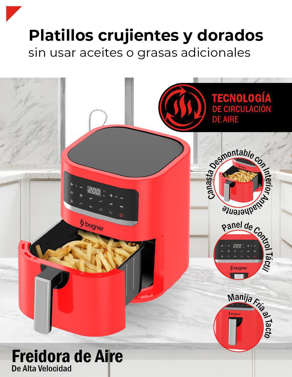 Freidora de aire con compartimento único Bogner 3.3 L baf03