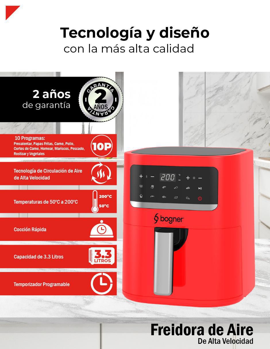 Freidora de aire con compartimento único Bogner 3.3 L baf03