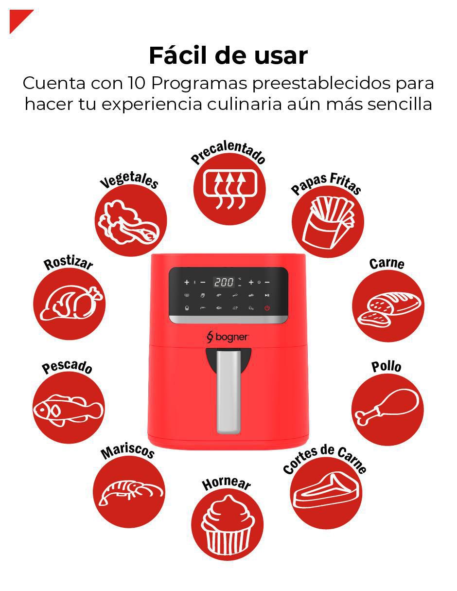 Freidora de aire con compartimento único Bogner 3.3 L baf03
