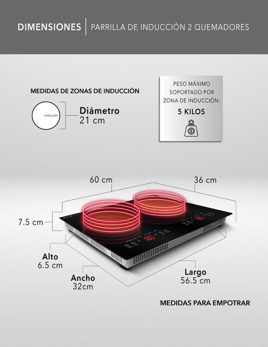 Parrilla de inducción Rca rc-12e2 de vidrio templado