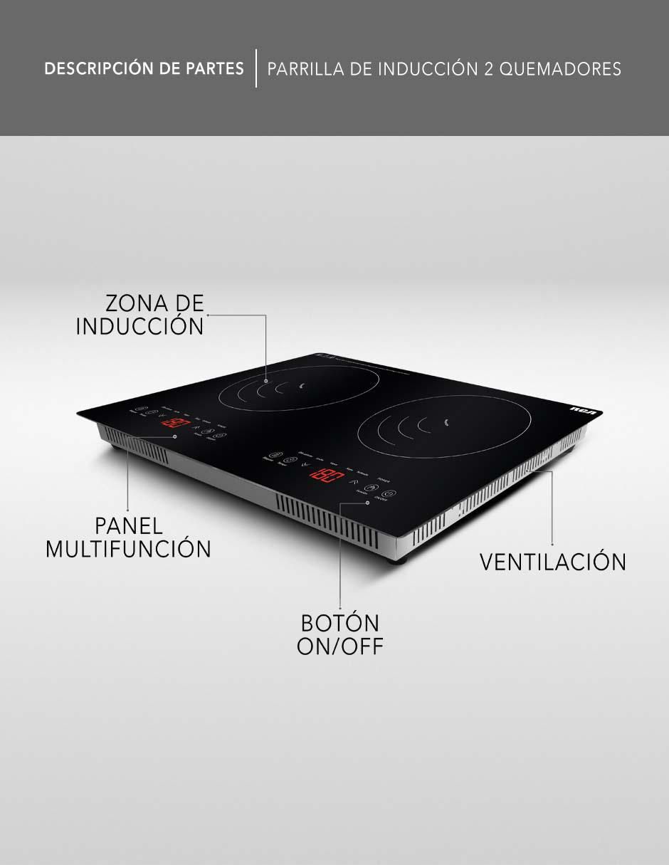 Parrilla de inducción Rca rc-12e2 de vidrio templado