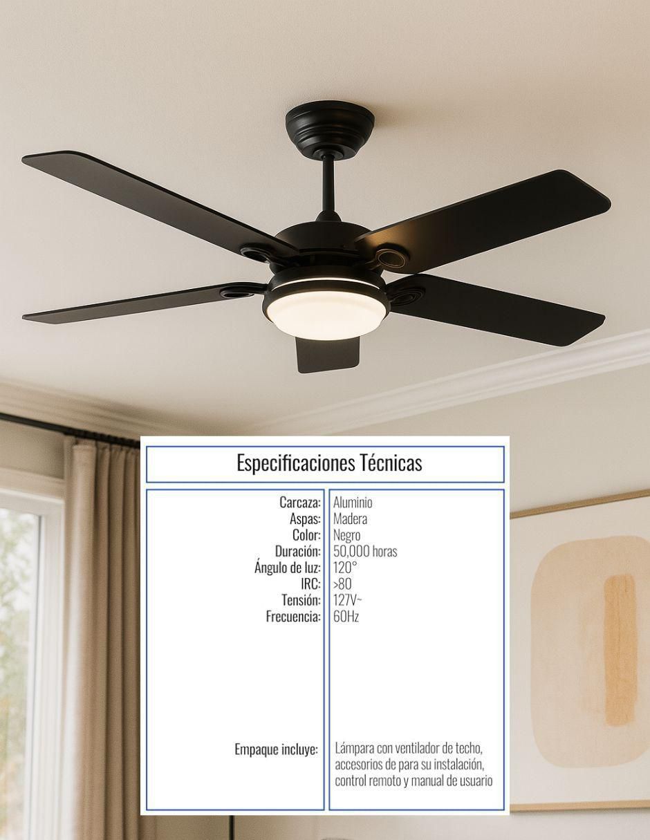 Ventilador de techo con control remoto 6 velocidades