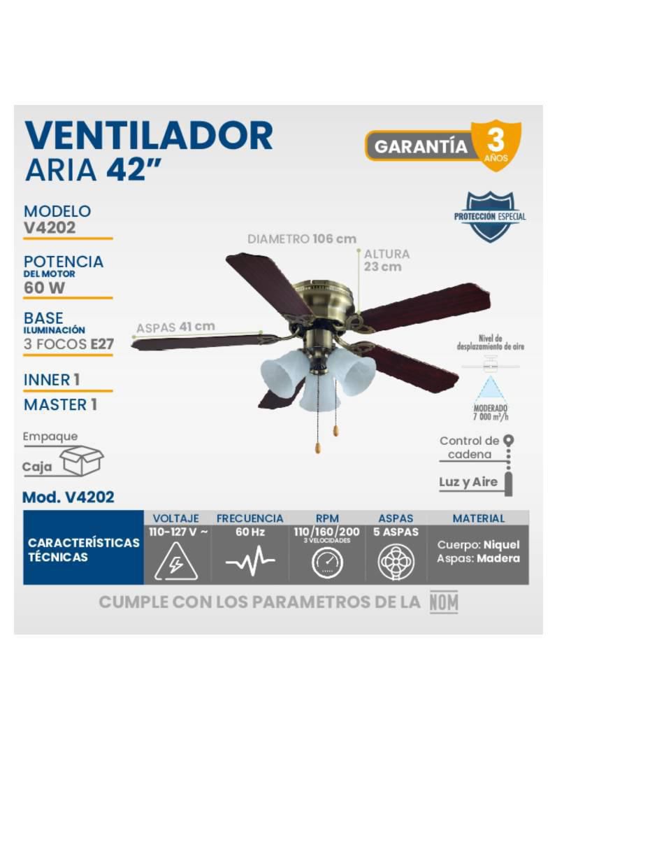 Set ventilador de techo 3 velocidades Set ventilador de techo 3 velocidades