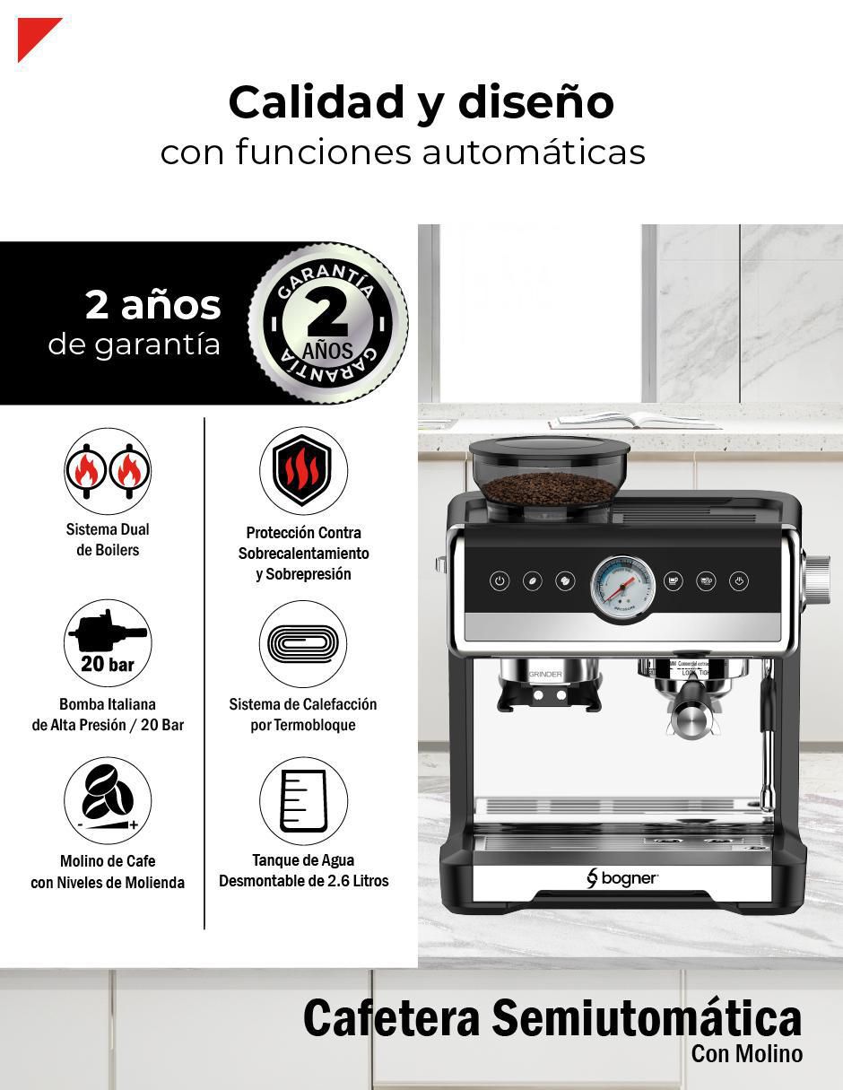 Cafetera con molino Bogner bdcm22