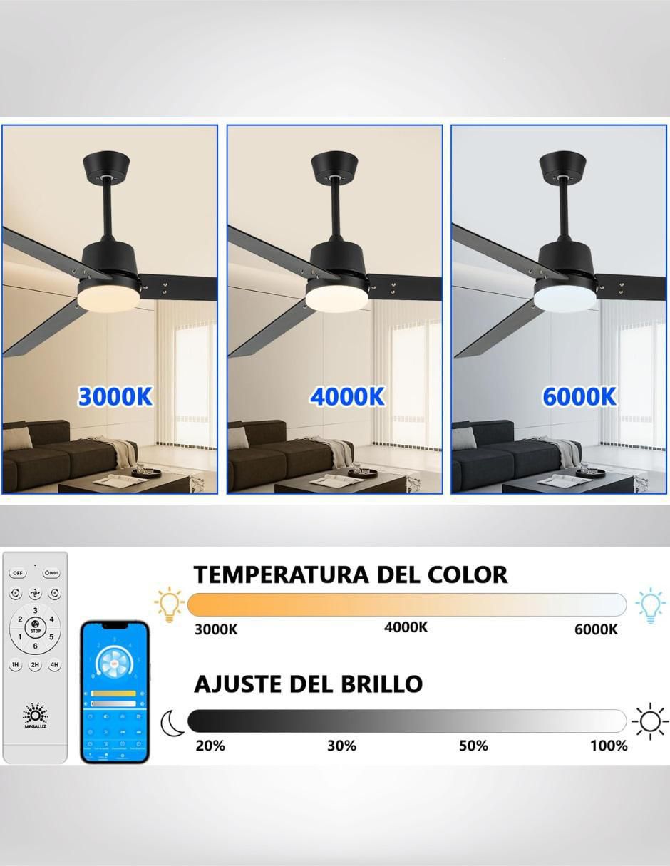 Ventilador de techo con control remoto 6 velocidades 2