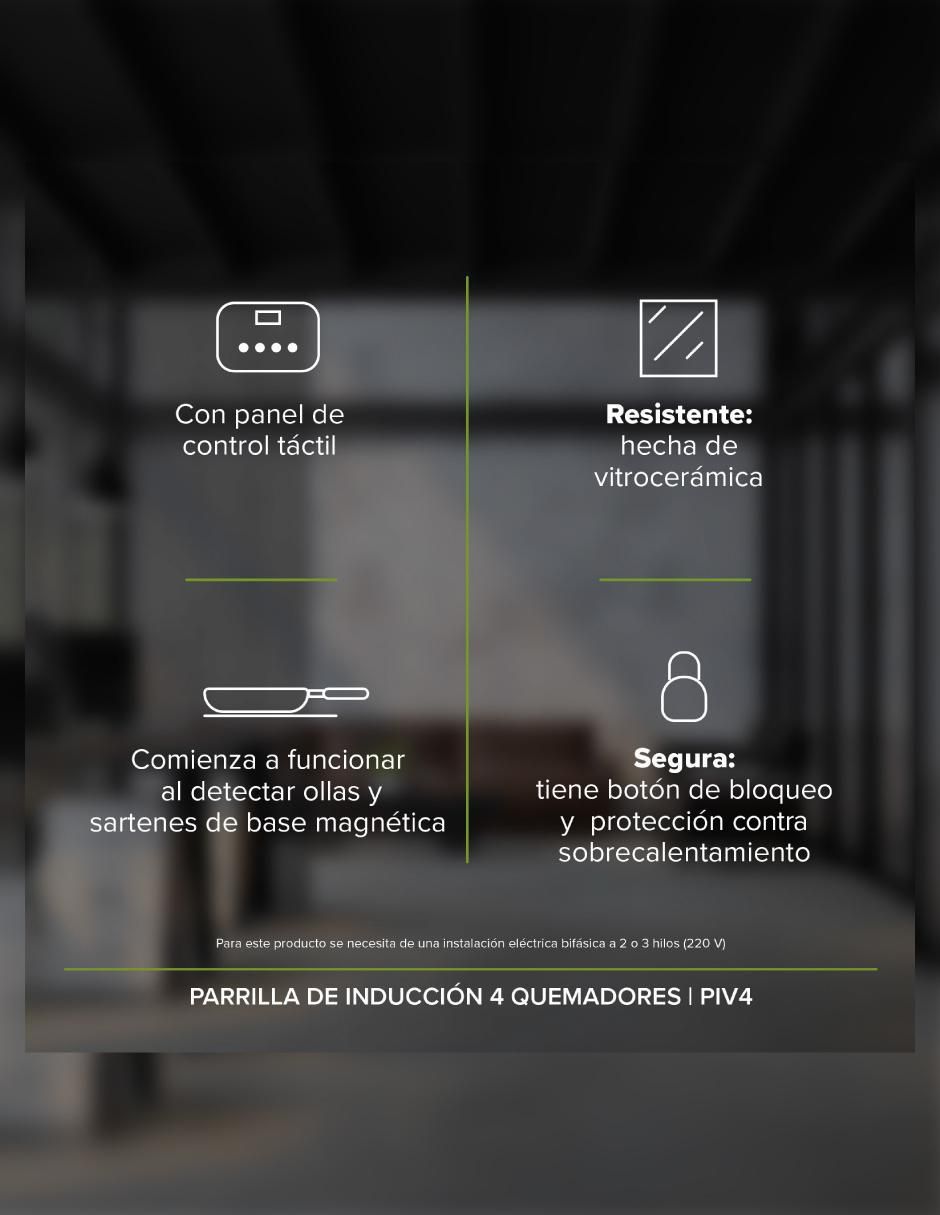 Parrilla de inducción VT2PIV4CEV90N de vidrio templado 3