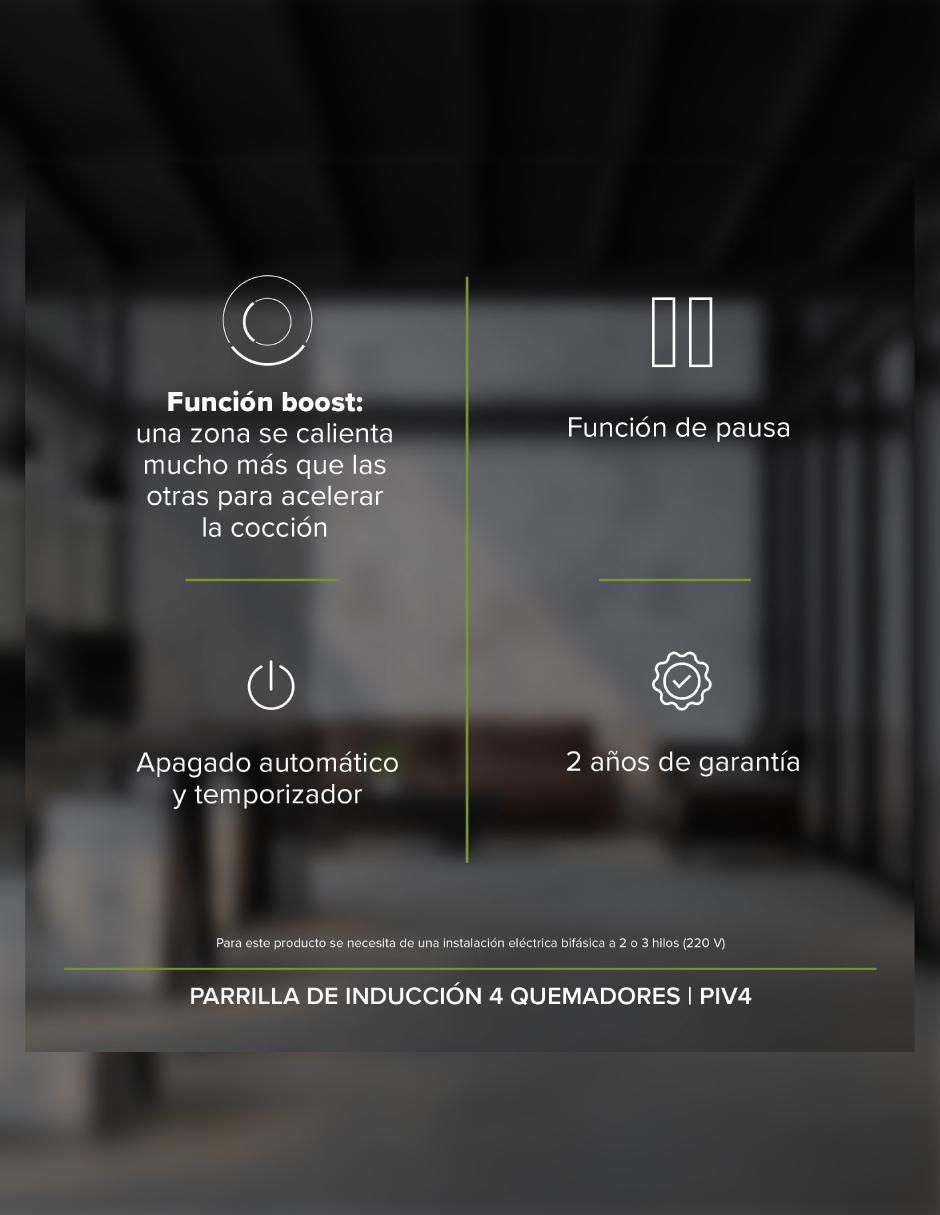 Parrilla de inducción VT2PIV4CEV90N de vidrio templado 10