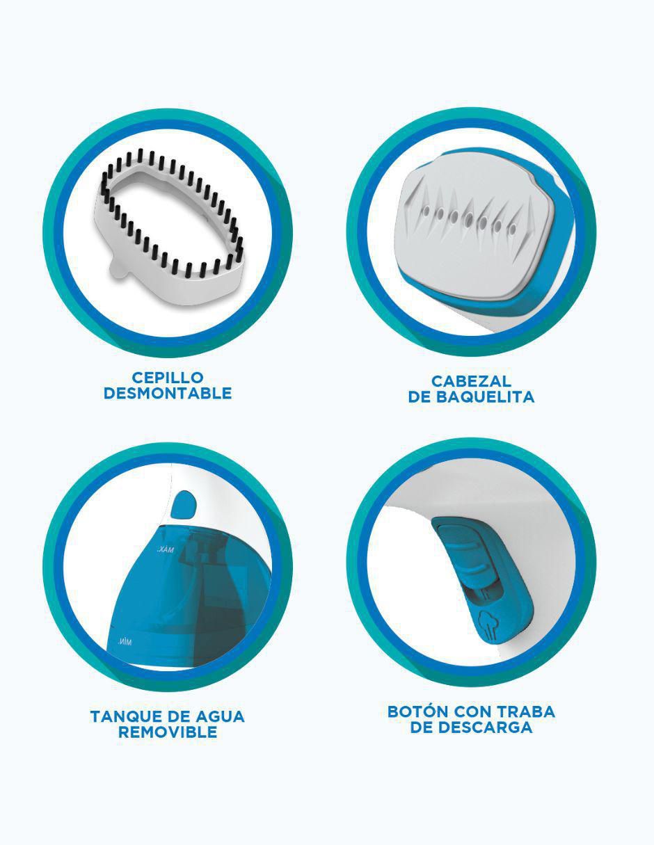 Cepillo de vapor Smart-Tek GS1500 suela esmaltada con acero inoxidable