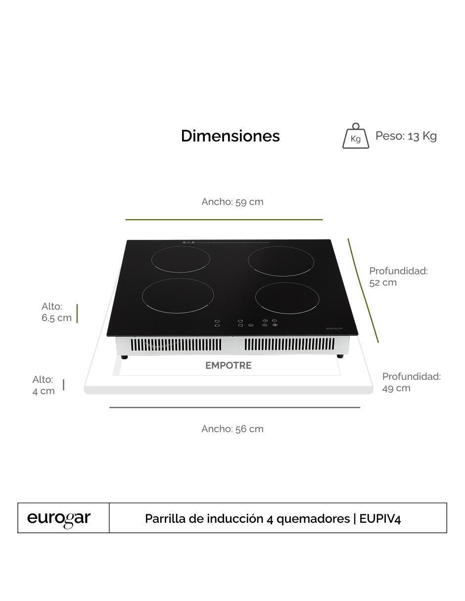 Parrilla de inducción Avera EUPIV4 de vidrio templado