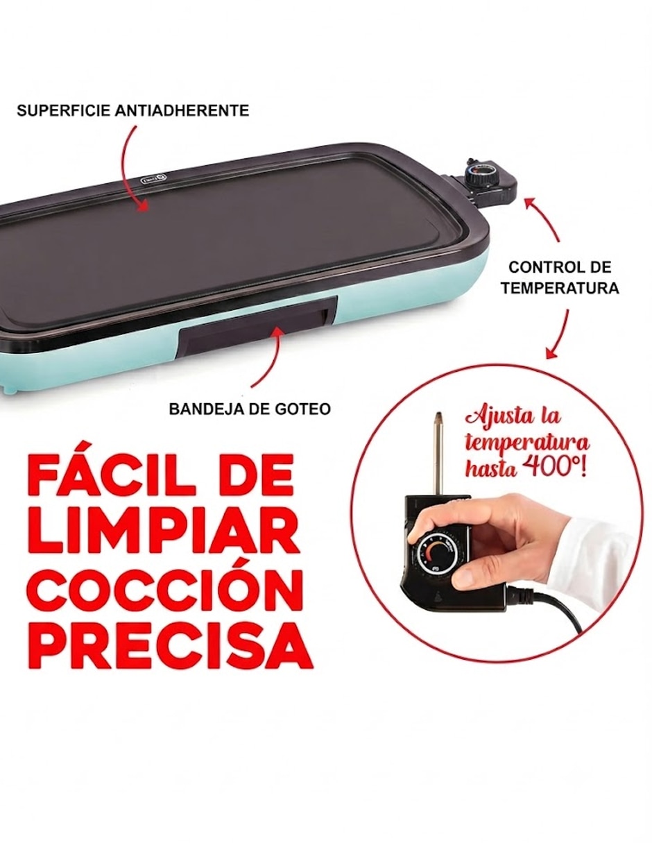Parrilla eléctrica 460037 de aluminio fundido y antiadherente