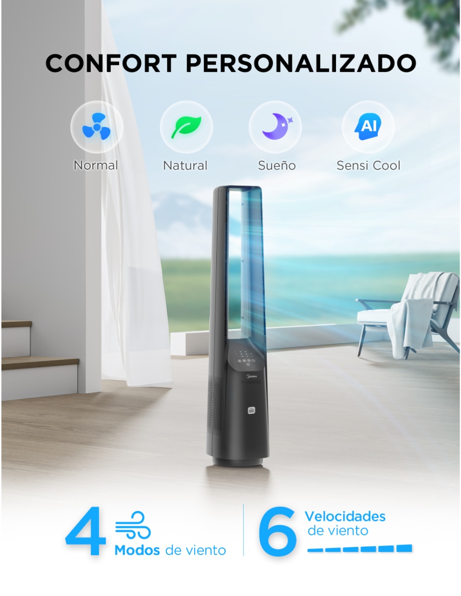 Ventilador de pedestal con control remoto 6 velocidades 5