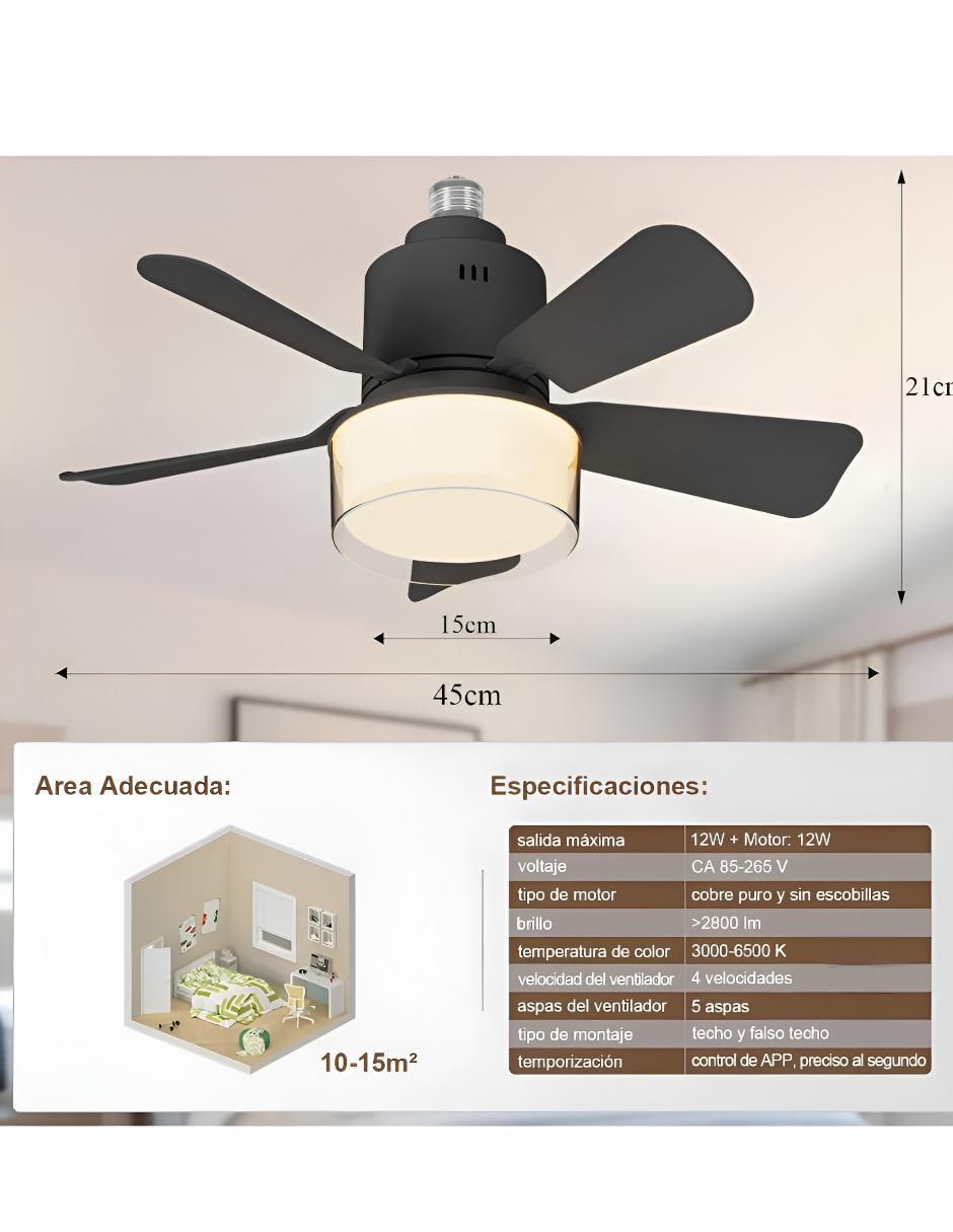 Ventilador de techo con control remoto 3 velocidades 4