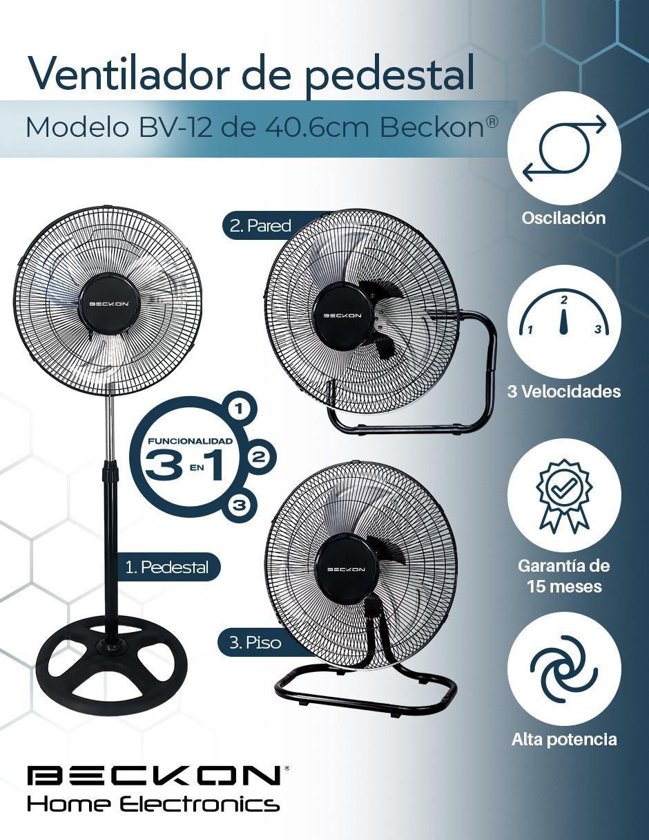Ventilador de pedestal Beckon 3 velocidades