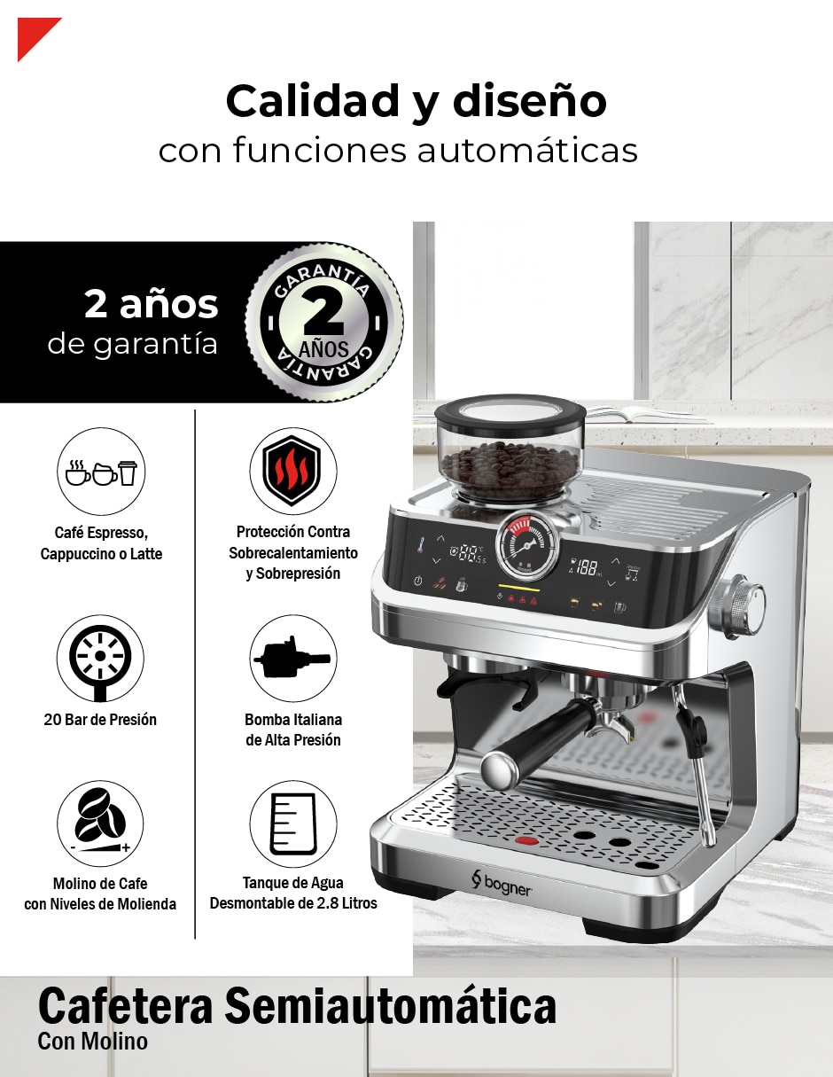 Cafetera con molino Bogner BECM01