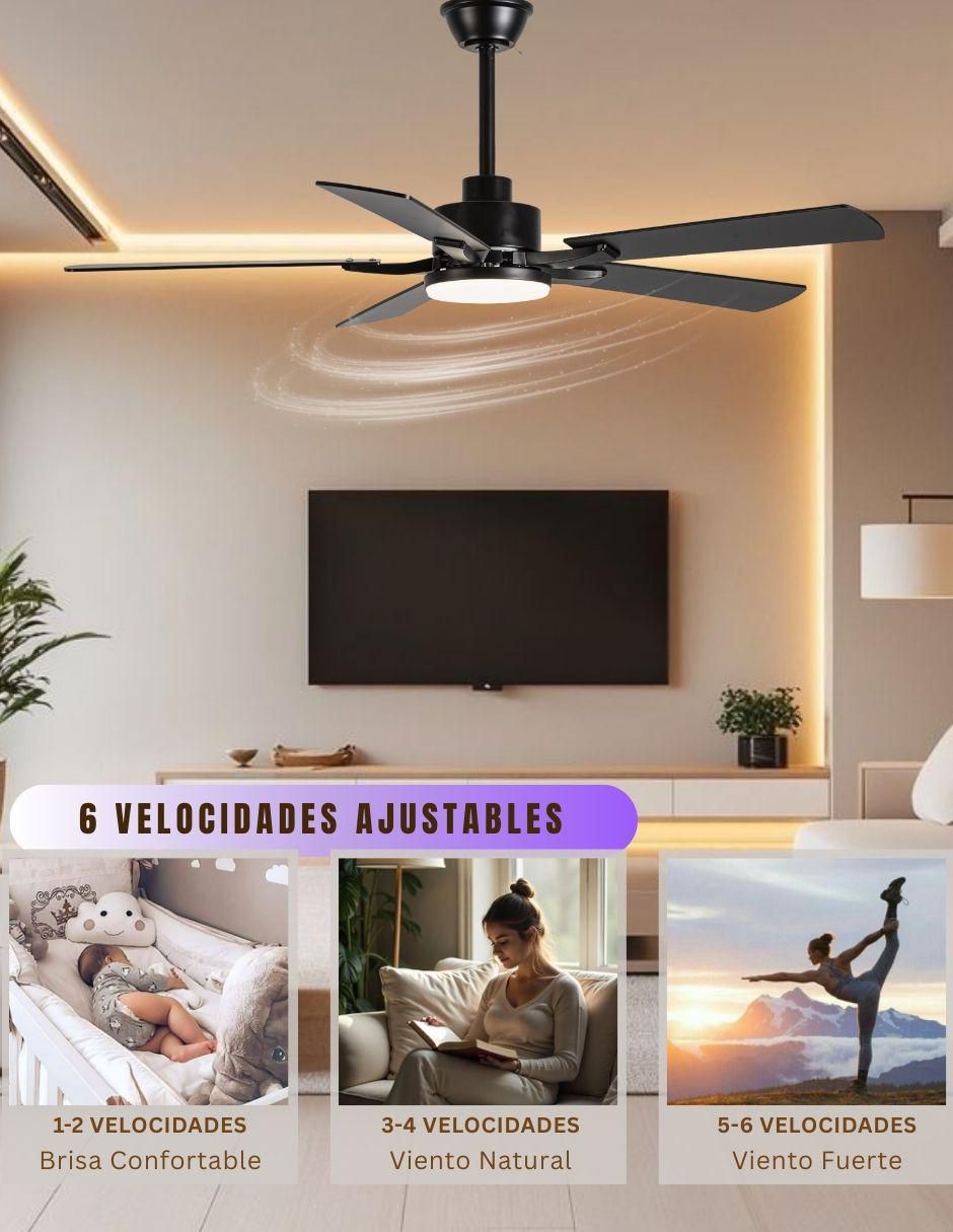 Ventilador de techo Megaluz con control remoto 6 velocidades