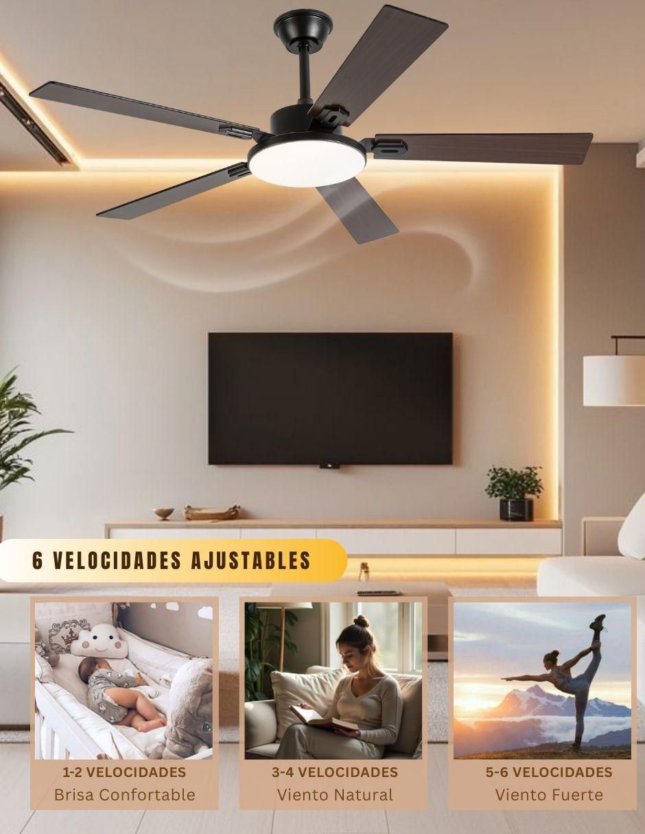 Ventilador de techo Megaluz con control remoto 6 velocidades
