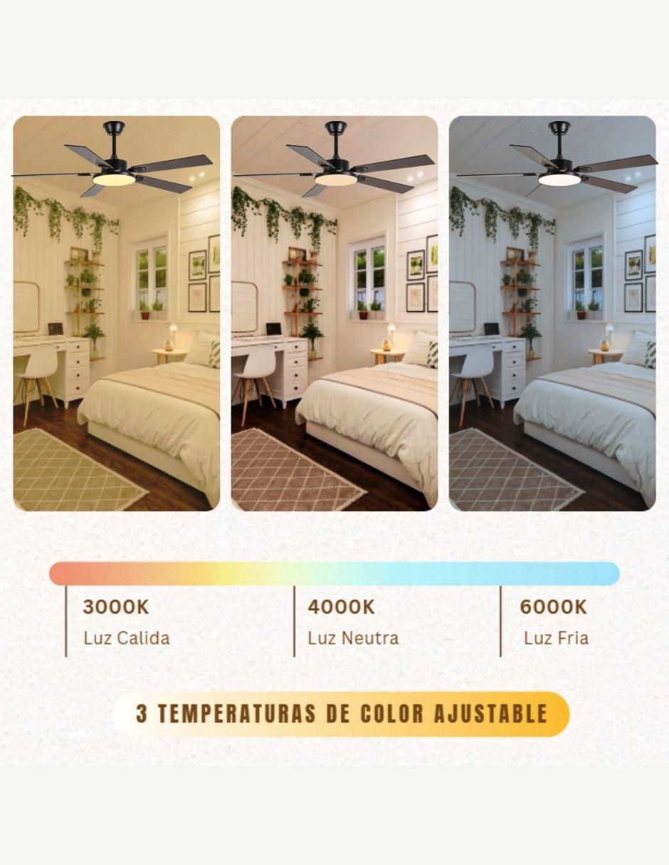 Ventilador de techo con control remoto 6 velocidades