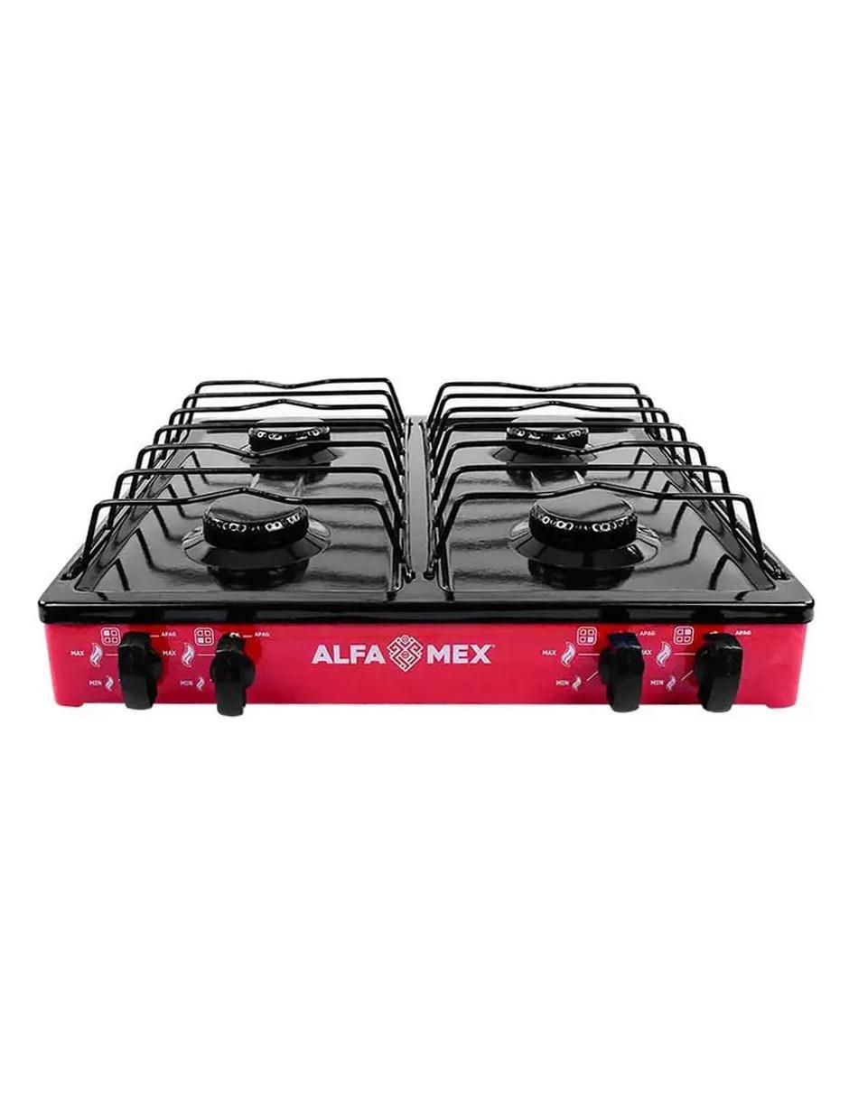 Parrilla de gas Alfamex 311-5-Rojo de acero porcelanizado