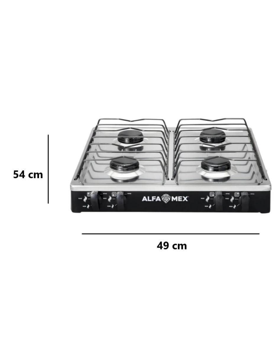 Parrilla de gas Alfamex 312-4-negro de acero inoxidable