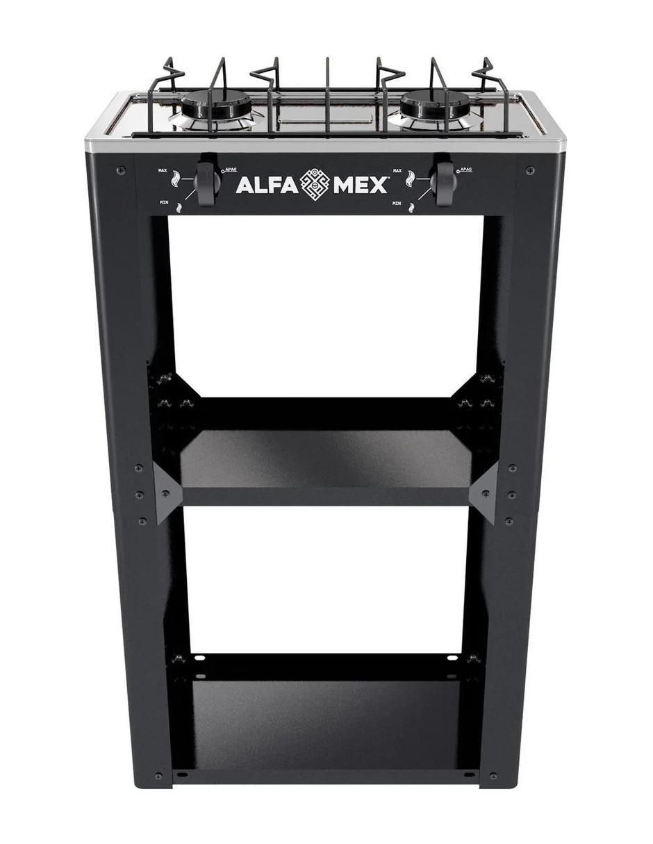 Parrilla de gas Alfamex 704-4 negro de acero inoxidable