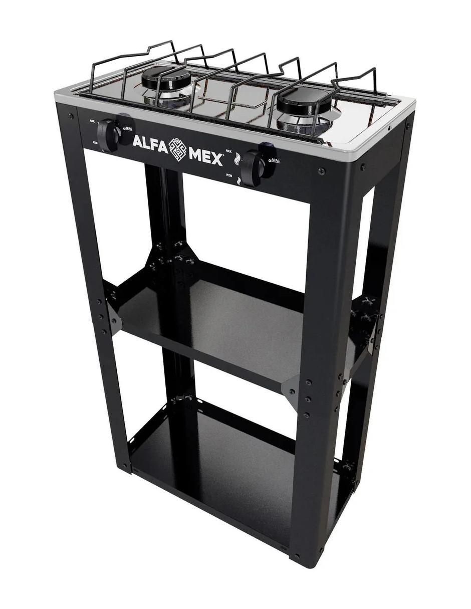 Parrilla de gas Alfamex 704-4 negro de acero inoxidable
