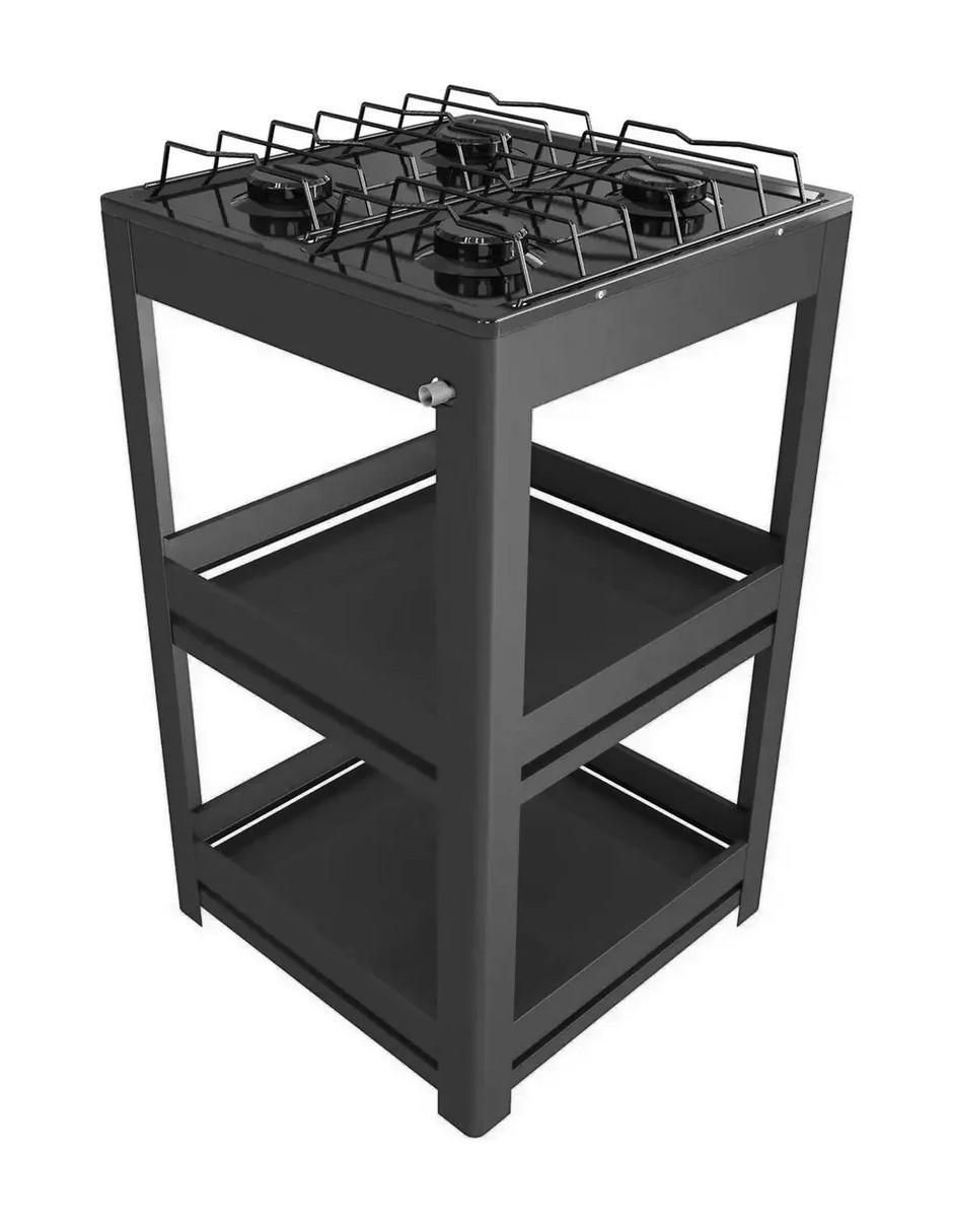 Parrilla de gas Alfamex 711-4-negro de acero inoxidable
