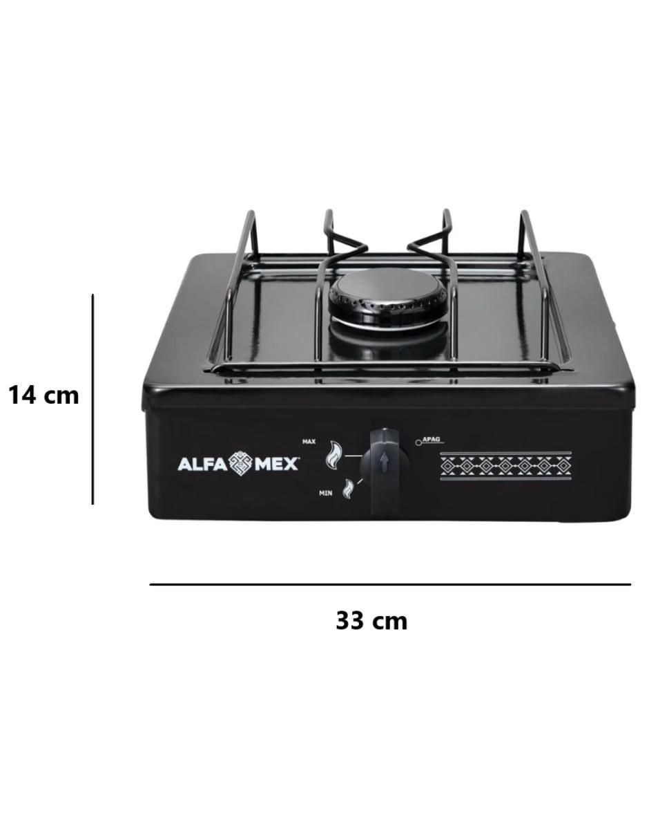 Parrilla de gas Alfamex 603-4-negro de acero inoxidable